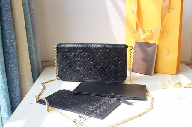 lv女包 POCHETTE FELICIE手袋 M64065 lv鏈條小斜挎包  lvqb1125